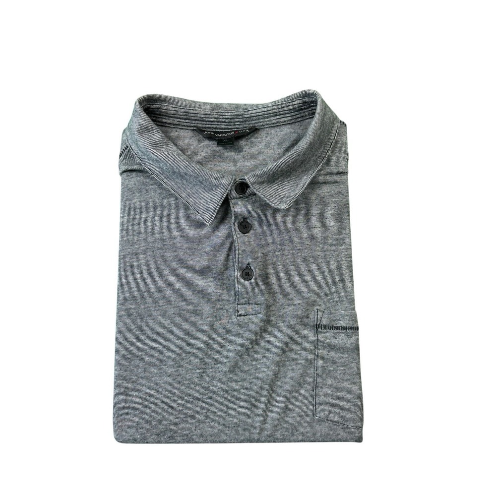 John Varvatos Gray Cotton Pocket Polo Shirt Mens XL K749R2B